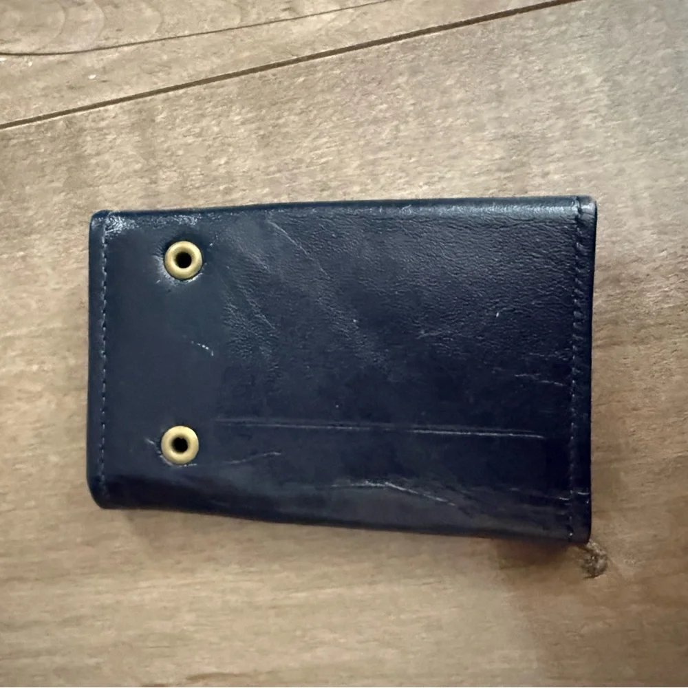 Vintage Princess Gardner Key Pouch Full Grain Cowhide Navy‎ Blue Gold Papers